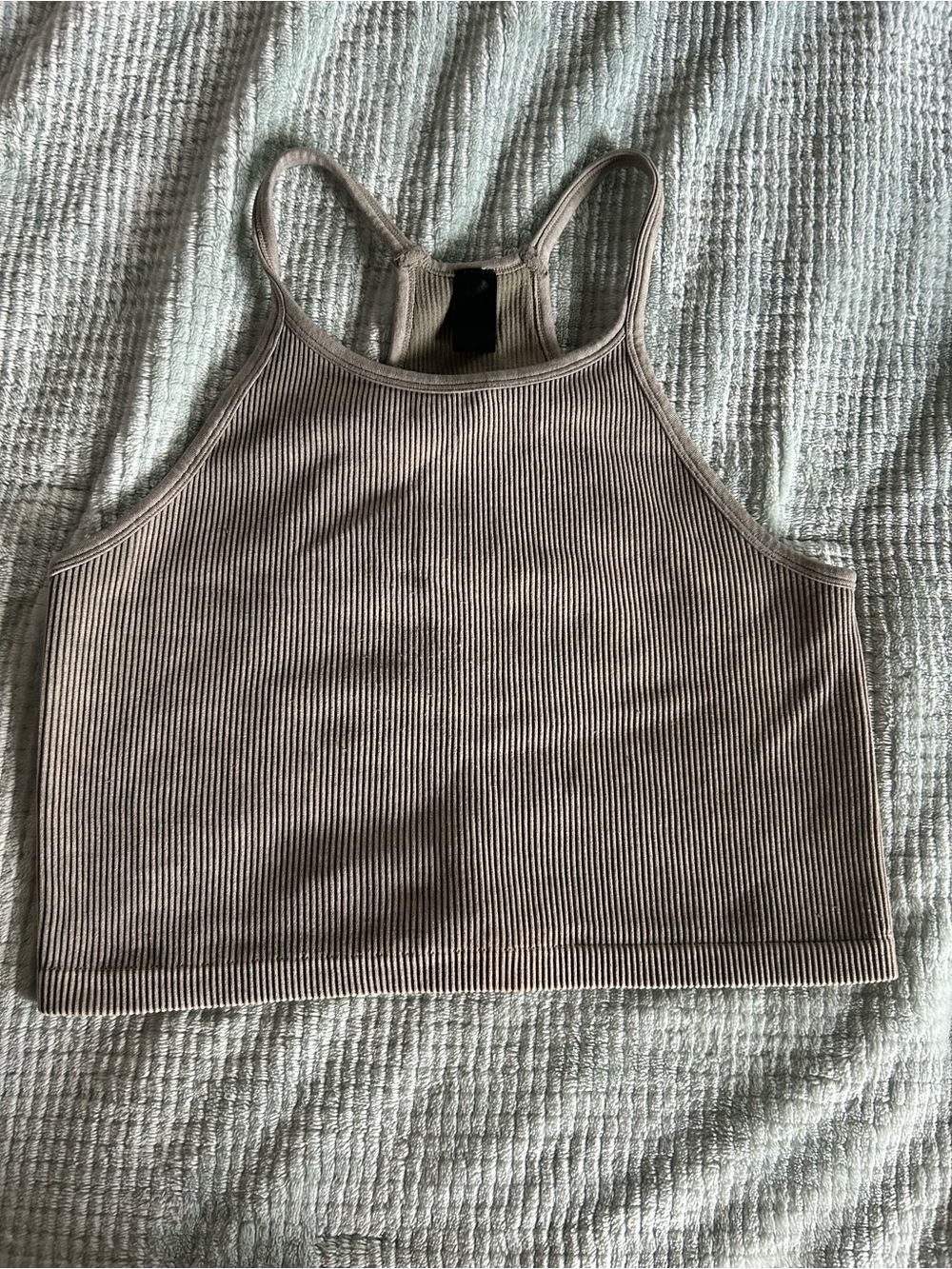 Ribbed High-Neck Crop Tank Top